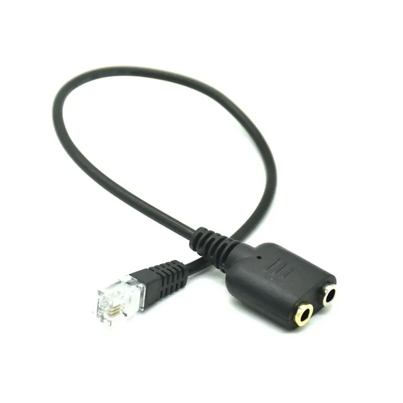 New 25cm Dual 3.5mm Audio Jack Female to Male RJ9 RJ45 Plug Adapter Convertor Cable for PC Computer Headset Telephone devices