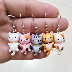 Yungqi-Gato Animal Colorido Brinco Dangle para Mulheres e Meninas, Brinco Gota de Resina Geométrica, Jóias Exageradas, Punk, na Moda