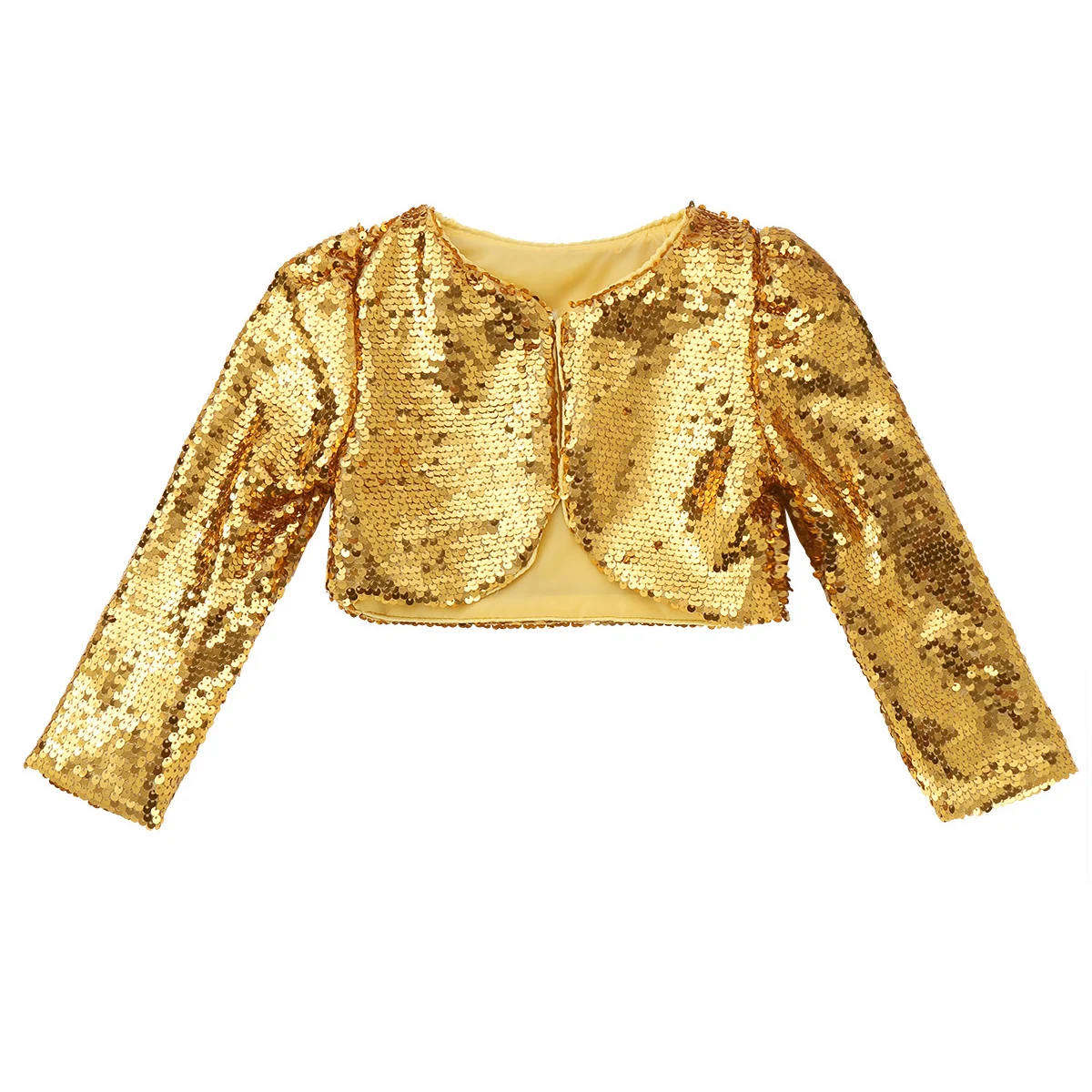 Kids Girls Glitter Sparkly Contemporary Jazz Street Dance Short Jacket Cropped Blazer Children Performance Cardigan Top Costume
