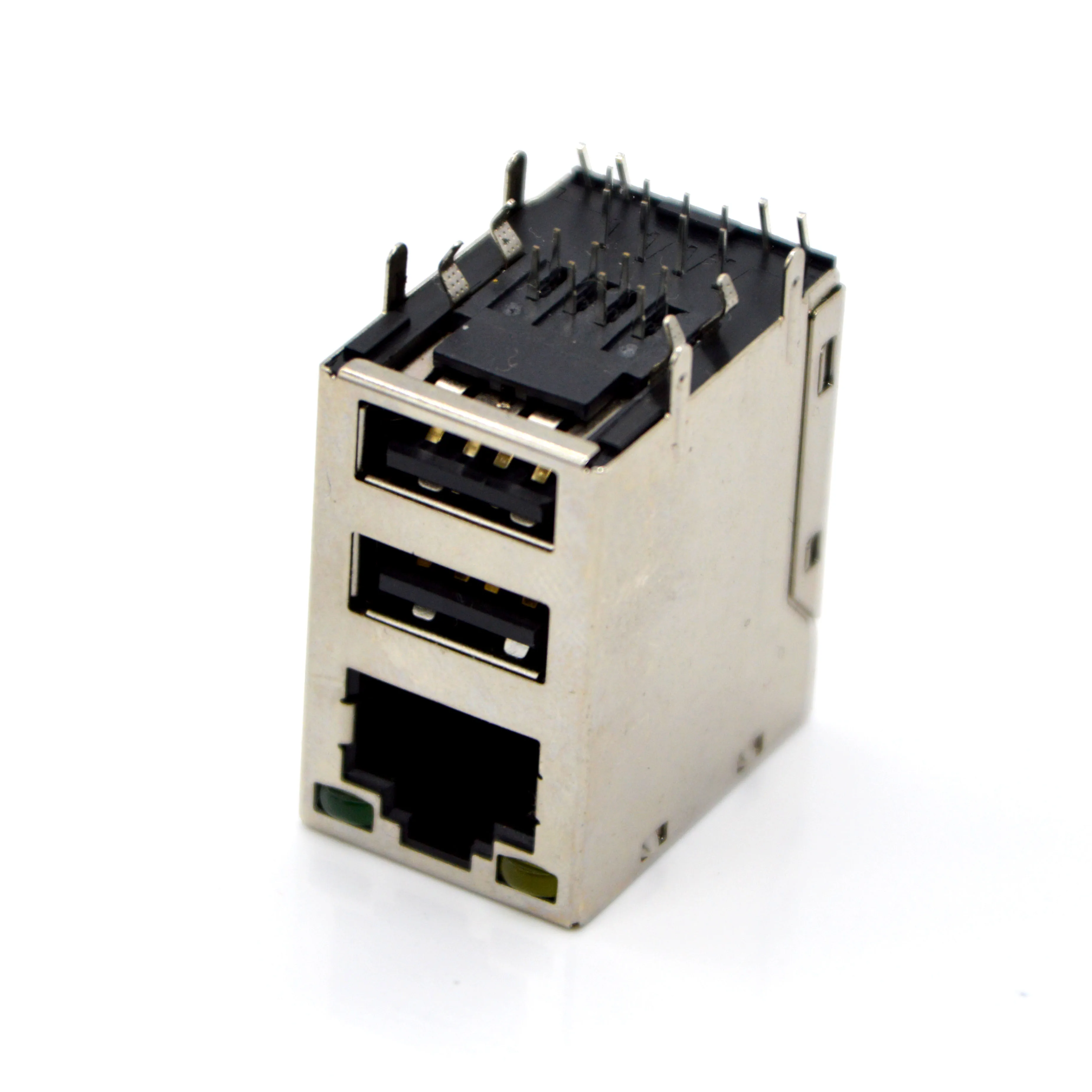 New Network Connector Module Double USB Connector  with LED USB + RJ45 Socket For Printed Circuit boards Special Wholesale