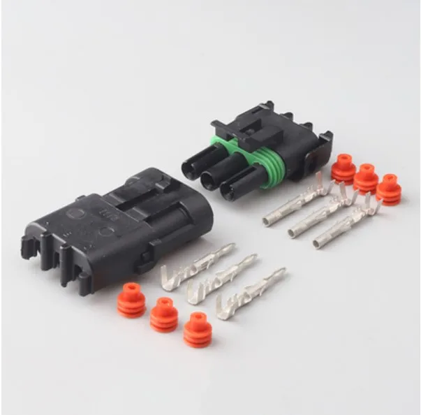 

200 sets 3 pin male and female waterproof auto connectors 12020827 12020829