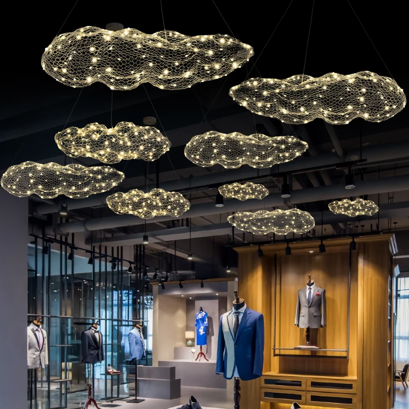 Modern cloud chandelier creative starry light design personality hotel restaurant bar indoor gold Gypsophila Chandeliers