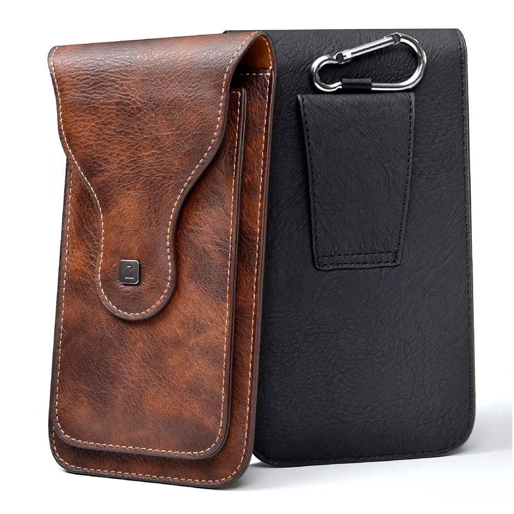 VIETAO-Leather Belt Bag for Men, Portable, Running, Mobile Phone, Crazy Horse Leather, Wrist Purse, Potective Bag