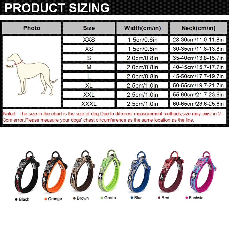 Truelove Neoprene 3M Refelctive Dog Collar Nylon Adjustable Pet Dog Collars Running Soft Padded Small Medium Large Dogs Puppy