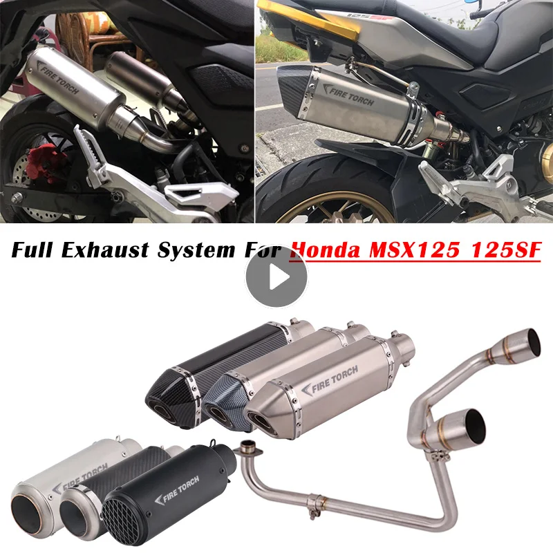 

For Honda MSX125 MSX 125 SF Motorcycle Exhaust Full System Escape Modify Muffler Front Mid Link Pipe 2 Hole Silencer DB Killer