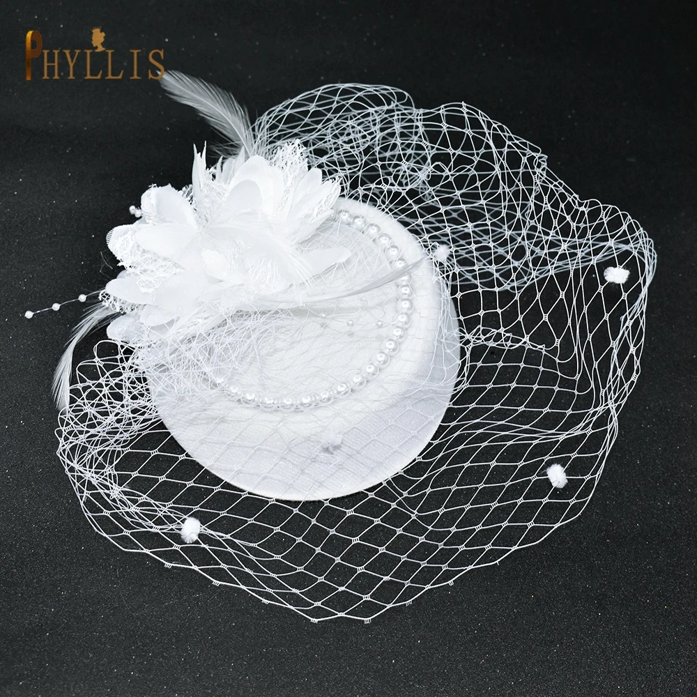 JM08 Birdcage Veil Headpiece 2021 Elegant Women Bridal Hats Cheap Wedding Bride Hat Face Veils Party Prom Hat  Women Fascinator