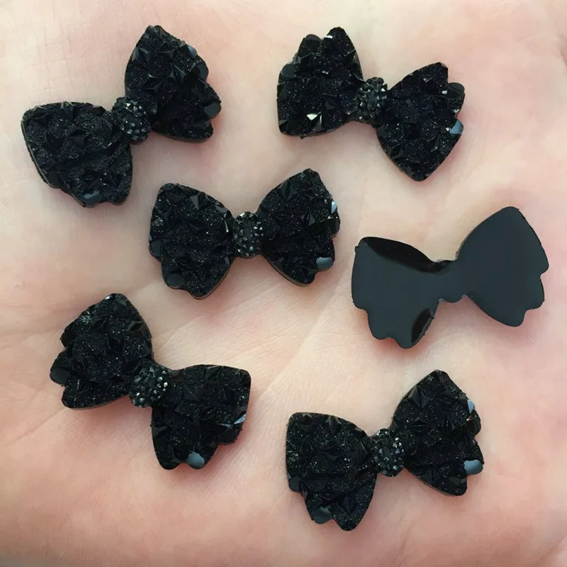 Resin Cute Black Ore Bow  Flatback Cabochon stone 60pcs DIY Scrapbook  Decor Home Crystal Figurines Craft OF553