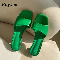 Eilyken letnie markowe kapcie damskie Outdoor Beach Flip Flop z wystającym palcem płaskie Casual niski obcas sandały rekreacyjne damskie slajdy