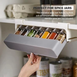 Under-Shelf Spice Organizer Seasoning Bottle Storage Rack Cabinet Kitchen Jars Spice Punch-free Bottle Storage Holder Dropship