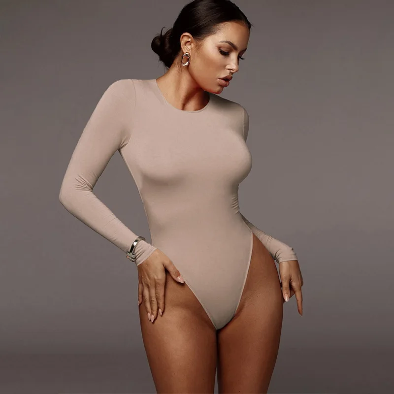 O Neck Long Sleeve Solid White Sexy Bodysuit Women Black Autumn Winter Body Top Gray Casual Lady Streetwear Bodysuits image 2