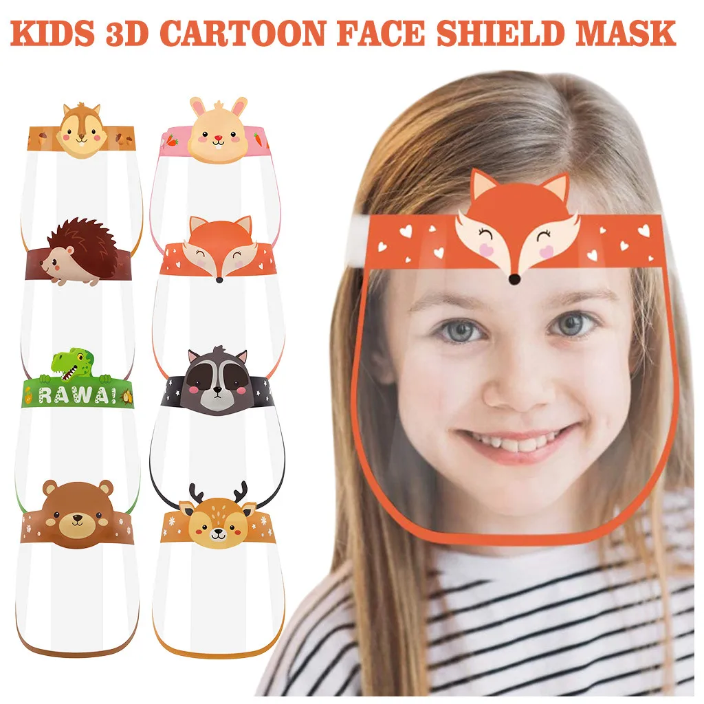 Outdoor Child Face Shields Cover 3D Cartoon Transparent Full Face Shields MaskKids Boy Girl Cartoon Mask With Elastic Band 2020