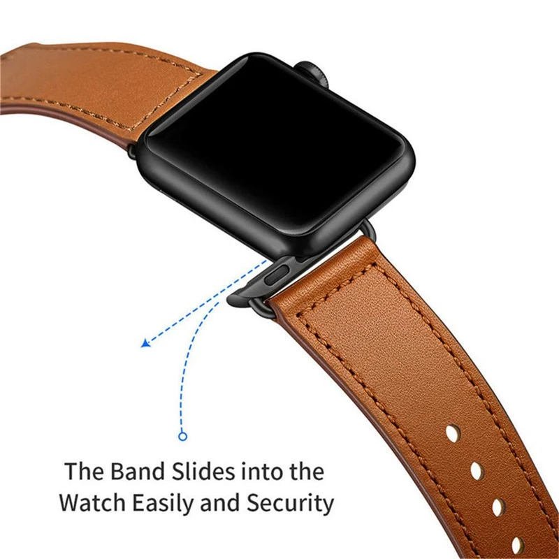 Leather Band Loop Strap For Apple Watch 4 3 2 1 38mm 40mm , Men Leather Watch Band for iwatch 5 44mm 42mm Bracelet