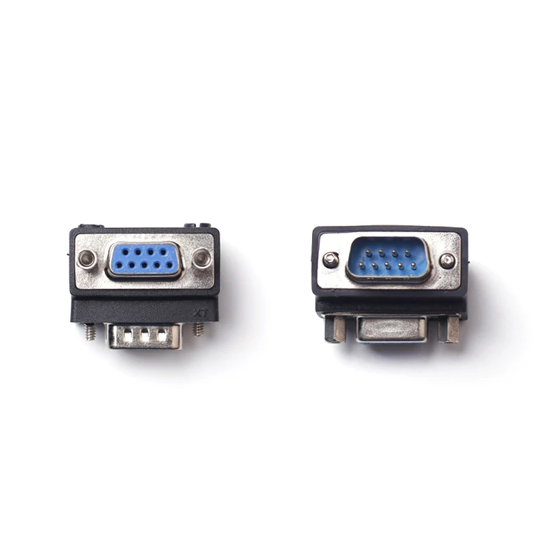 Lingable Adapter Right Angle D-Sub 9pin DB9 Male to Female Converter Monitor DB 9  Extender 90 degree Connector