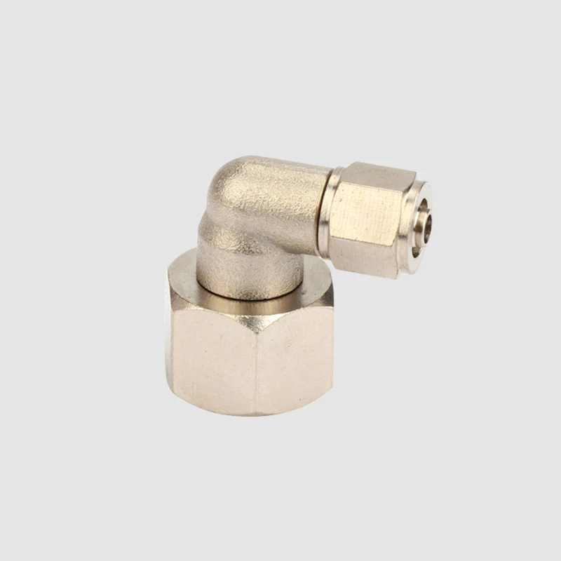 Brass plated nickel L-shaped right angle internal thread quick-twist Fitting PLF10/PLF12/PLF14/PLF16-01/02/03/04/06