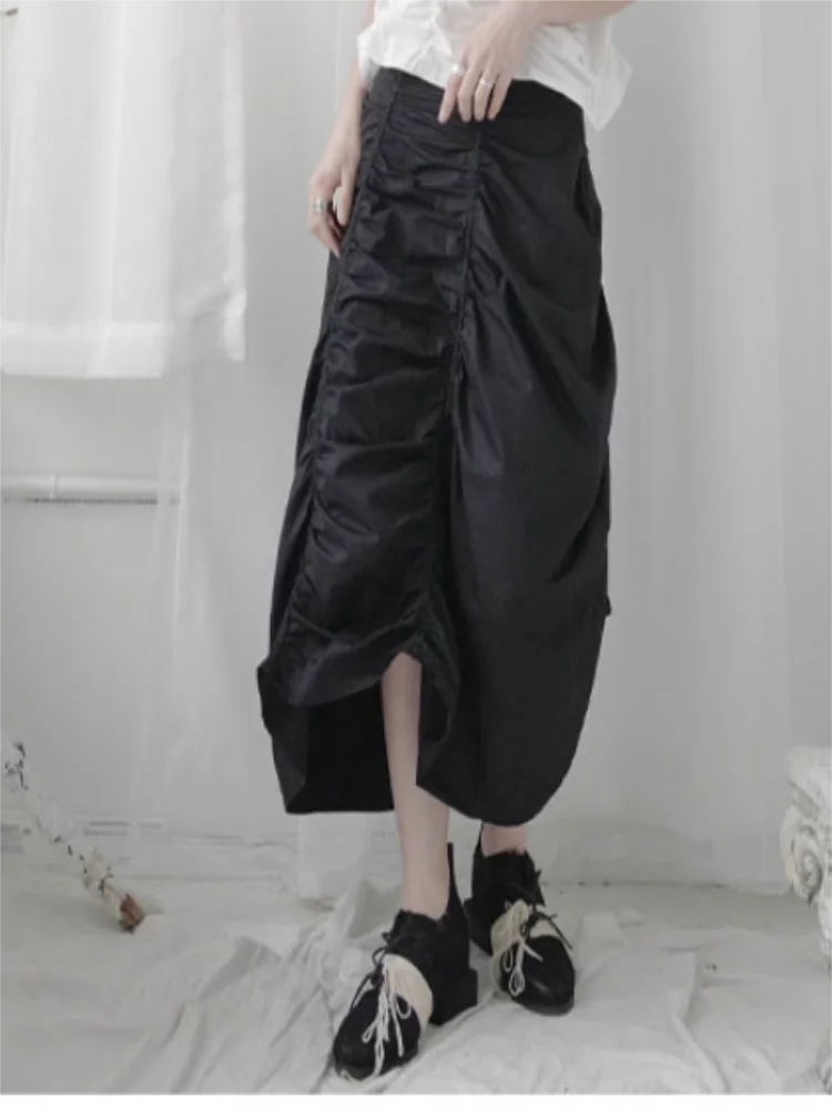 

Lady Half Skirt Hip Skirt Spring And Autumn New Solid Color Personality Out Pleat Design Irregular Fashion Pleat Half Skirt