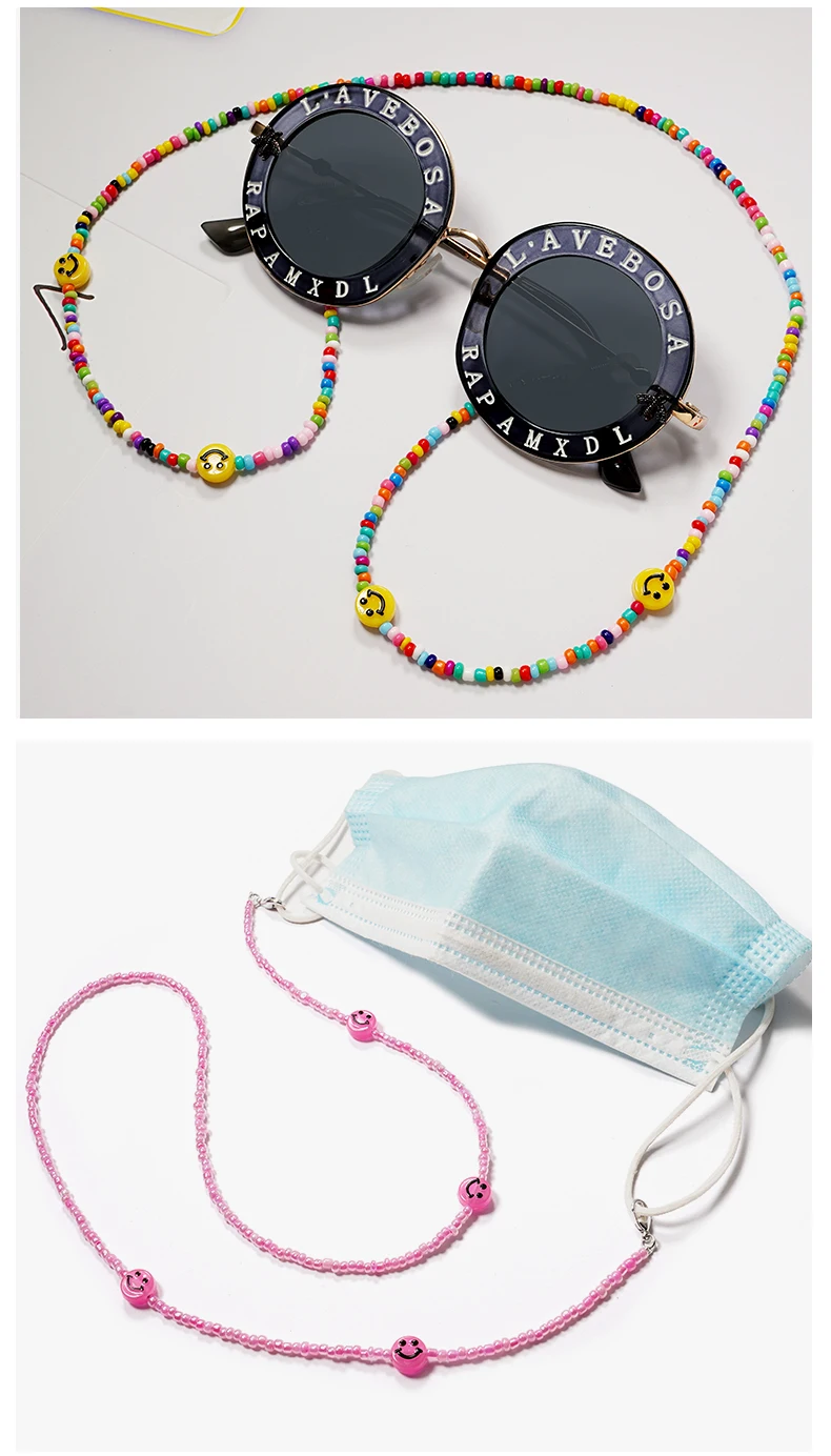 1 Stück Perlen-Brillenstreifen, Brillenketten für Damen, Brillenketten mit Lächelnperlen für Damen, Brillenketten, Brillenbänder für Damen – Detail 8