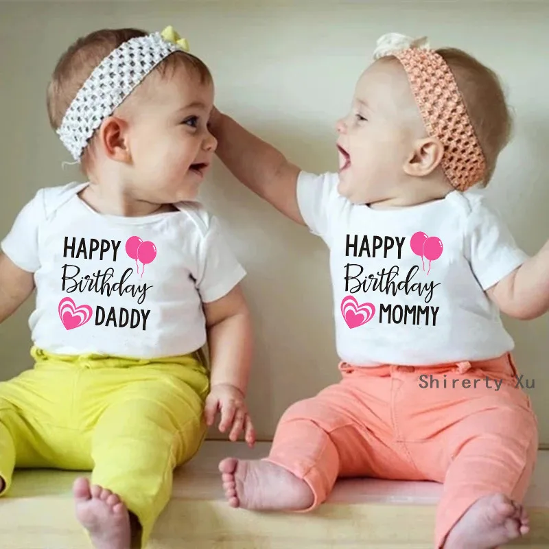 

Happy Birthday Daddy Mommy Newborn Baby Bodysuits Summer Fashion Outfits Boys Girls Romper Cotton Short Sleeve Grow Clothes