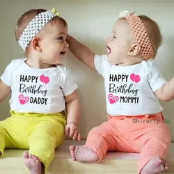 Happy Birthday Daddy Mommy Newborn Baby Bodysuits Summer Fashion Outfits Boys Girls Romper Cotton Short Sleeve Grow Clothes