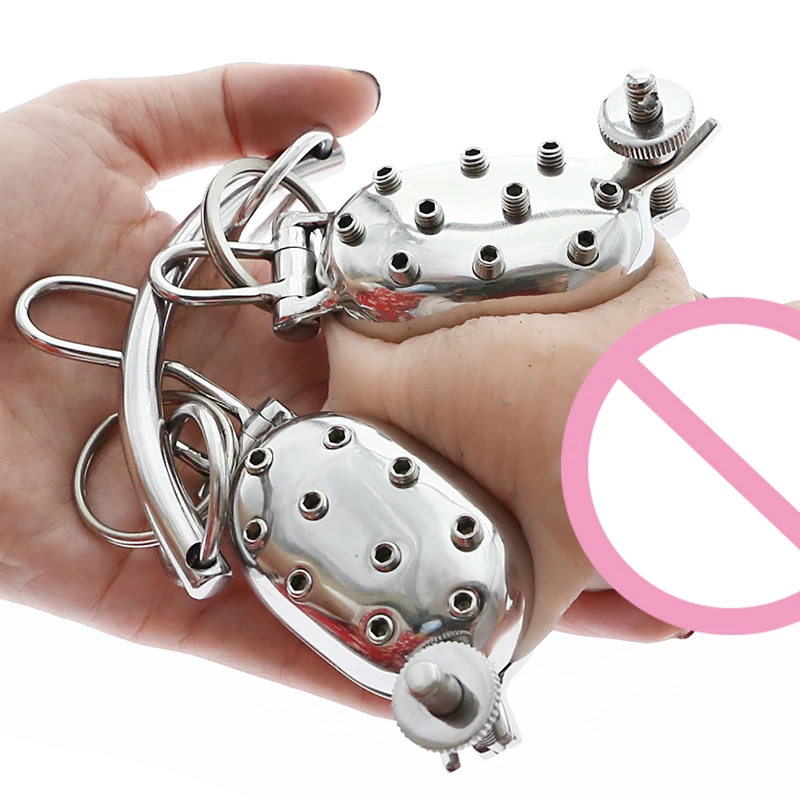 Evil Shells Stainless Steel Ball Stretcher And Ball Crusher Spiked CBT Cock Ring Ball Pain Vs Pleasure Gratification