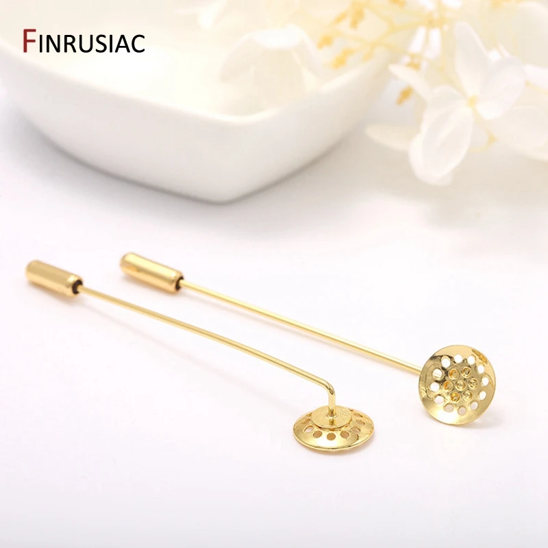 72mm 14K Real Gold Plated Safety Pin Brooch Base Accessories Brooch Blank Fittings Brooches Pins