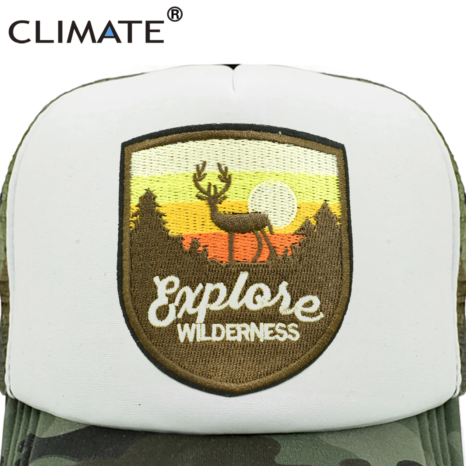 CLIMATE Explore Trucker Cap  Wilderness wildlife Camouflage Cap for Outdoor Exploration Baseball Cap Summer Cool Mesh Caps