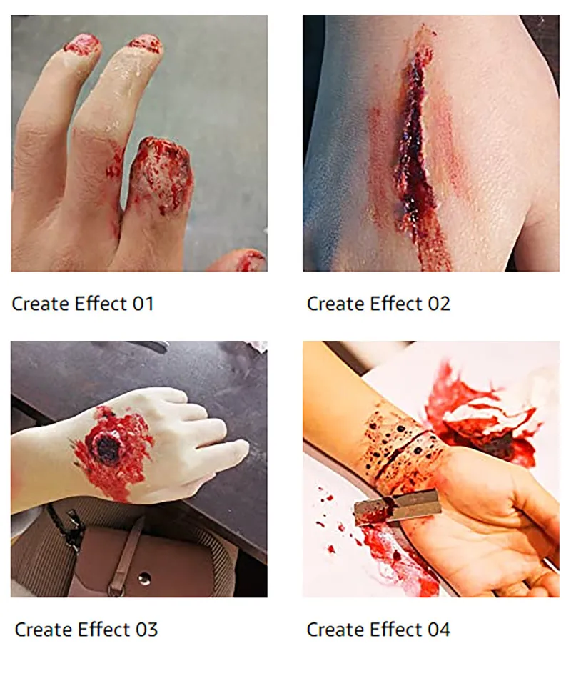 SFX Make-up-Set, 12-farbig, Gesichts- und Körperbemalung, Öl, Bühne, Spezialeffekte, Halloween, Wunde, Narbe, Wachs, Make-up, gefälschte Schorf, Blutspatel, Farbe – Detail 17