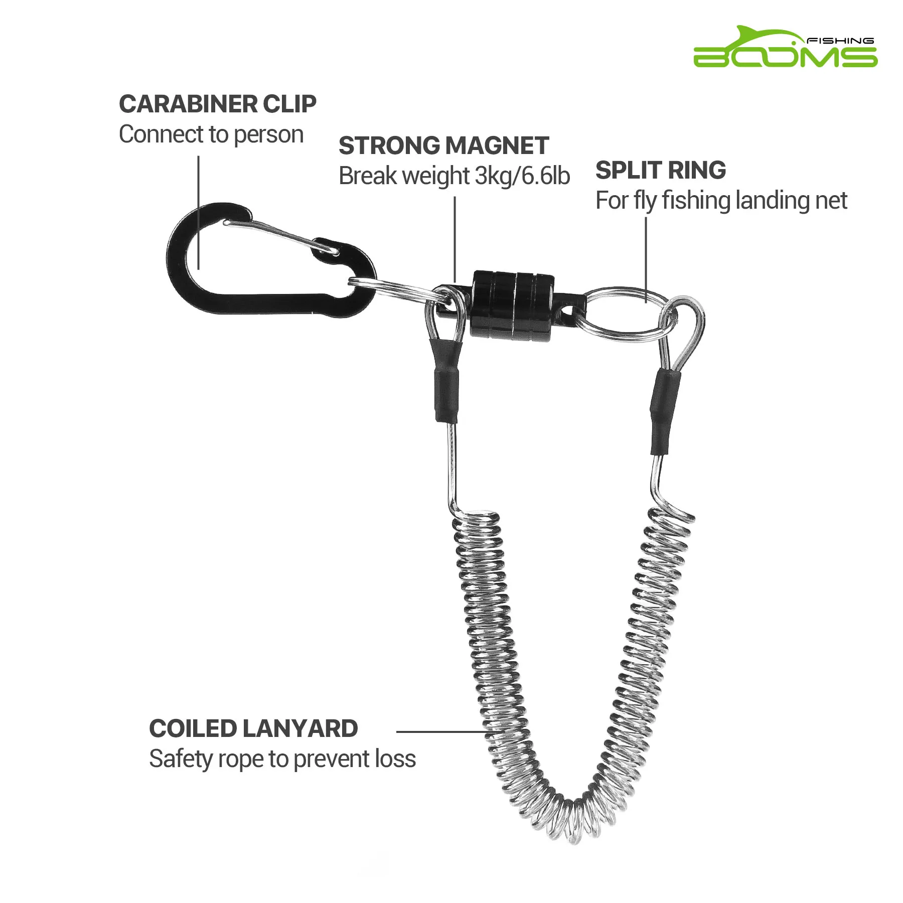 Ausleger Angeln Magnetische Net Release Halter Mit Spiral Lanyard Fliegen Angeln 3,5 kg Starke Magnet Karabiner Schnelle Schnalle AntiDrop seil – Detail 4
