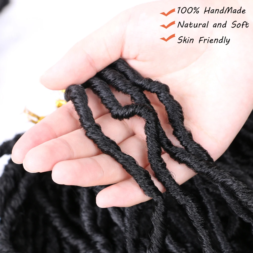 Mtmei Hair Faux Locs Crochet Hair Curly Wave Soft Locs Crochet Braids 18 24 36 Inch Pre Looped Synthetic Hair Extensions