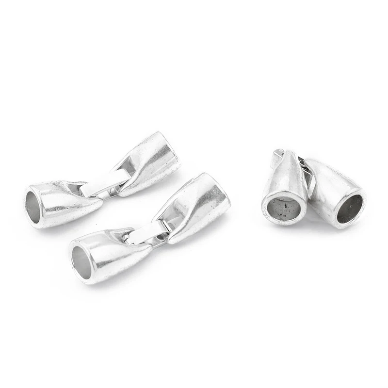 5sets Antique Silver 8mm Cord End Snap Clasps For 8mm Round Leather Bracelet Connector Jewelry Findings Accessories