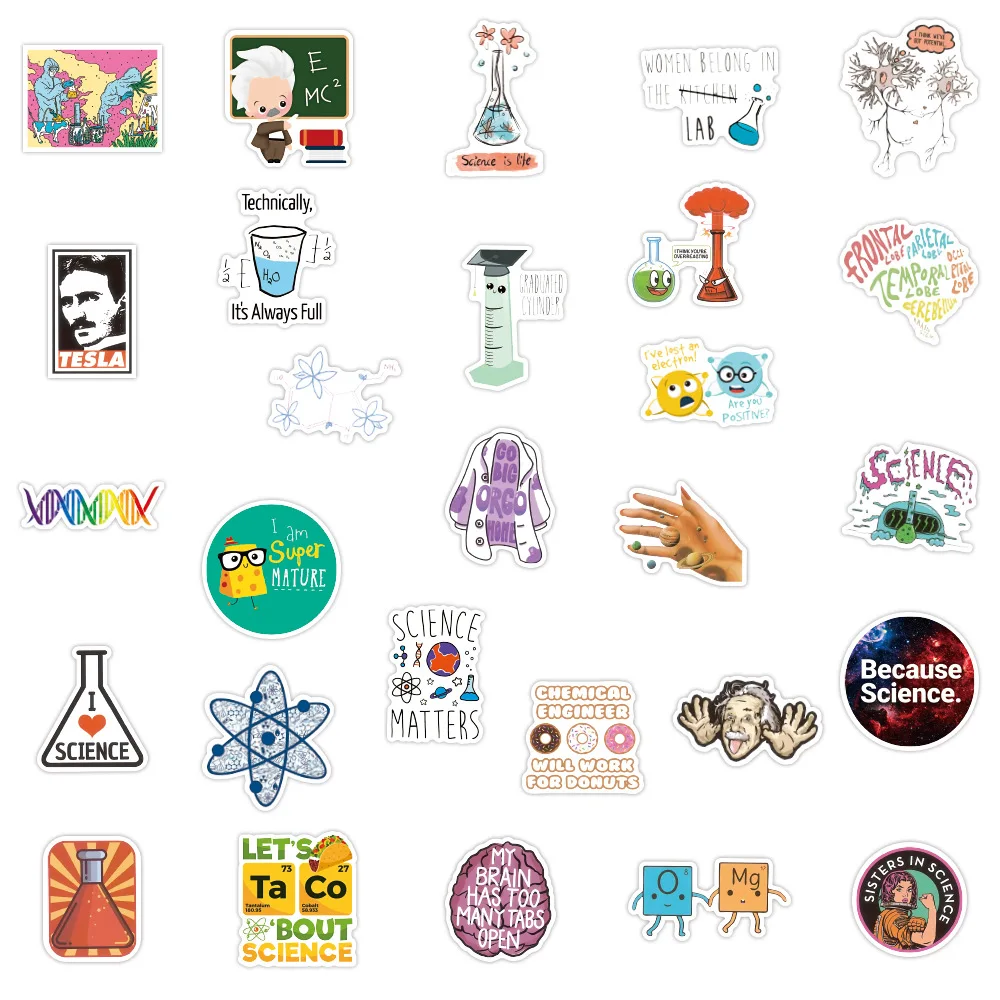 10/30/50/100PCS Science Sticker Funny Physical Element Education Stickers Decal Laptop Luggage Phone Car Waterproof Sticker Toys