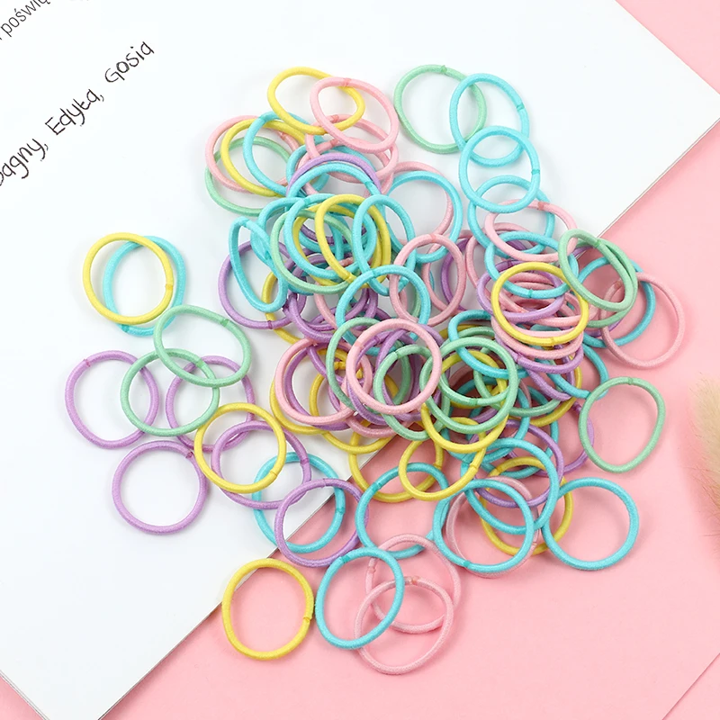 100PCS/Set Girls Colorful Hair Ring Children Ponytail Elastic rubber band hair band Hair Accessories girl Headband Headdress Set