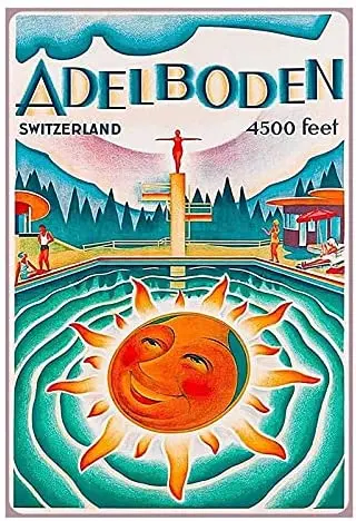 

Bernice Blechschild Schweiz Adelboden 4500 feet Metallschild 20x30 cm Wanddeko Tin-Plate Sign, Multicoloured