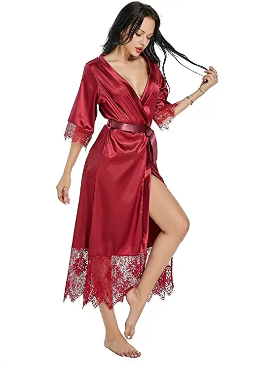 Soft Night New Silk Kimono Robe Bathrobe Women Silk Bridesmaid Robes Sexy  red Robes Satin Robe Ladies Dressing Gowns 2020 - AliExpress 200574005