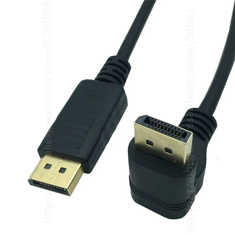 Kable komputerowe kabel 90 stopni w dół lewego prawego kątowy Port wyświetlacza DP DisplayPort kabel męsko-męski 30CM