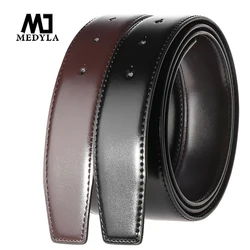 MEDYLA Natural Leather Belt Without Buckle DIY Assembly Use On Both Sides Business Belt For Men Hard Metal Pin Buckle Suit Belt