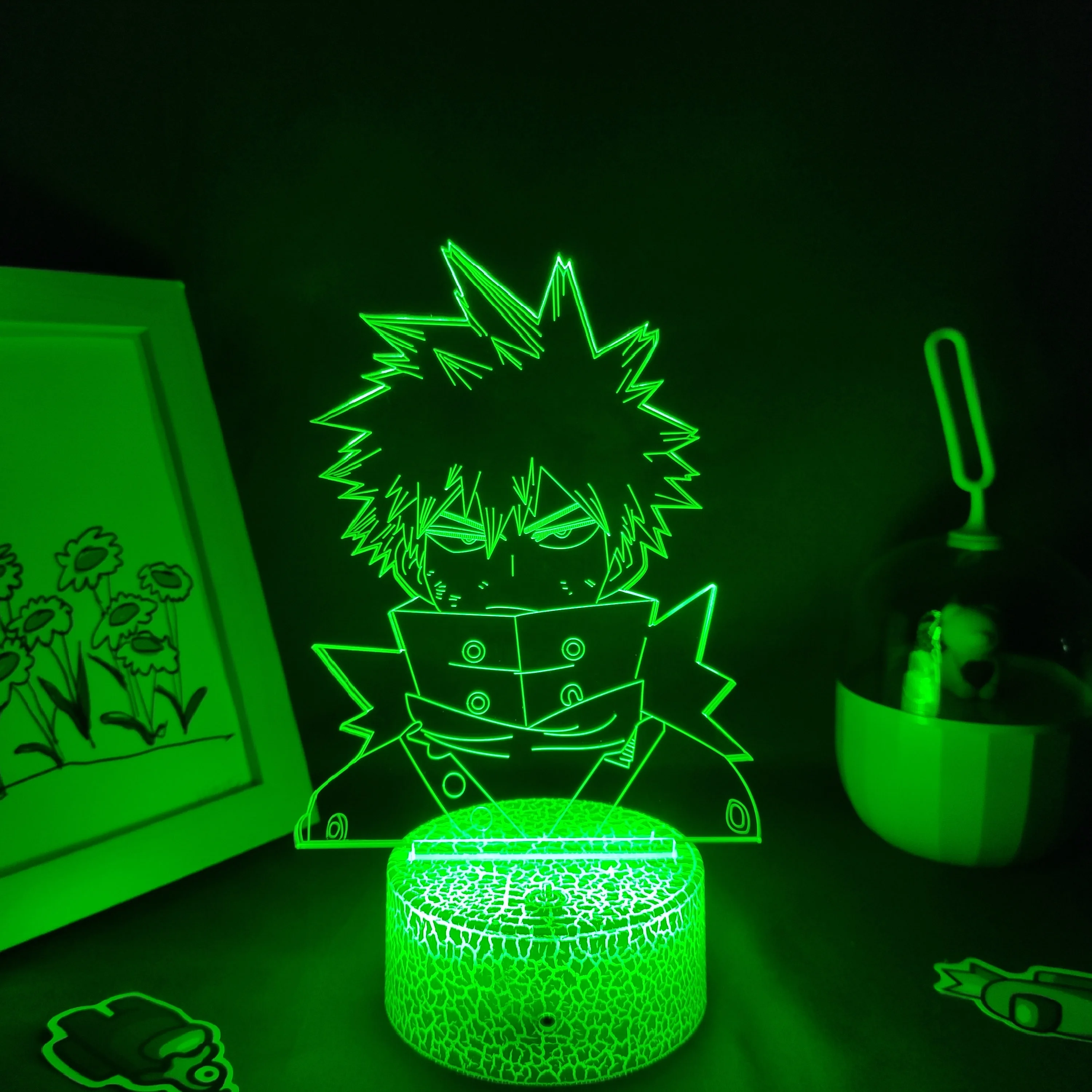 Anime My Hero Academia Bakugou Katsuki 3D LED Neon Nightlight Birthday Gift for Friend Otaku Bedroom Table Decor Manga Lava Lamp