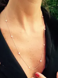 45cm 85cm 102cm long choker sweater chain OL LADY modern jewelry AAA 3mm bezel cz 925 sterling silver link  chain necklace
