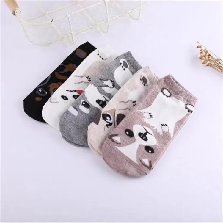 5 Pairs Crew Calzini E Calzettoni Unisex Pet Breve Cucciolo Doberman Corgi Bassotto Cane Salsiccia Pug Doge Papillon Collie Husky Schnauzer