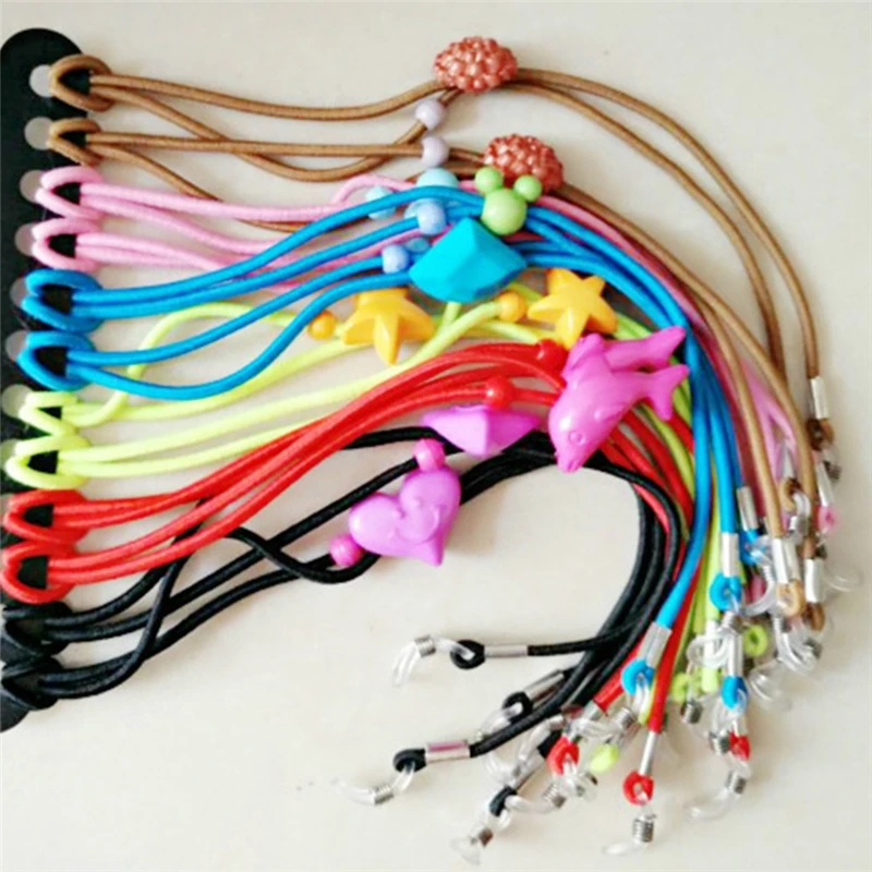 12pcs/lot Kids Mix Color Elastic Glasses Chain String Cord Sunglasses  Rope Boys Girls Cute Eyewear Lanyard Necklace