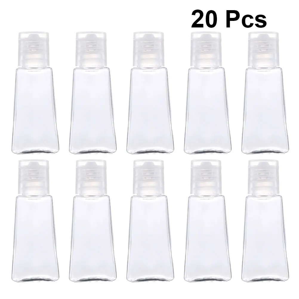 20pcs Shampoo Dispenser 30ml Trapezoidal Empty Hand Bottles Refillable Plastic Container Transparent Gel Bottle