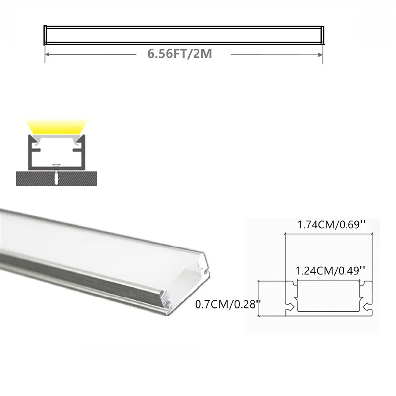 10-Pack 6.6FT 2M Strip kanał aluminiowy dyfuzor w kształcie litery U, szafka ścienna sufitowa montaż powierzchniowy taśma oświetleniowa profil