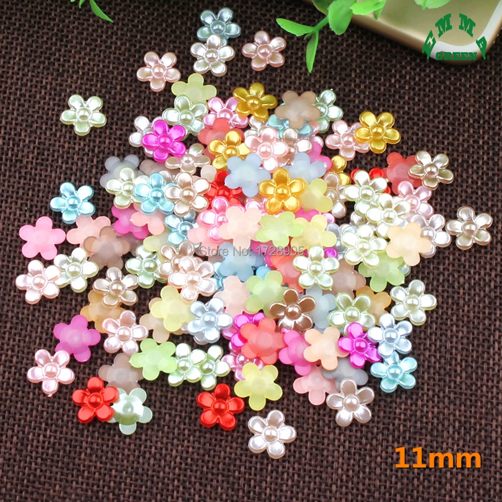 

Half Pearls Flat Back Flower Pearl 11mm 80pcs Imitation Flatback Pearls for Nail Pearls DIY Decoration