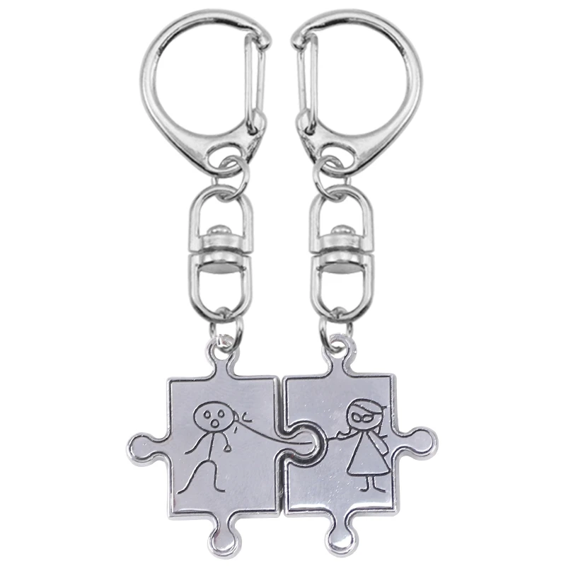 Keychain Memorial Couple Love Keychain Puzzle Shape Alloy Pendant Male And Female Friends Fashion Jewelry Gift Брелок