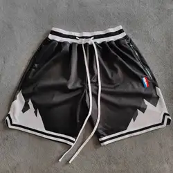 TRILLEST Black Snow Mountain Printed Basketball Shorts with Zipper Pockets Donovan Mitchell Street Style Sports Training Pants