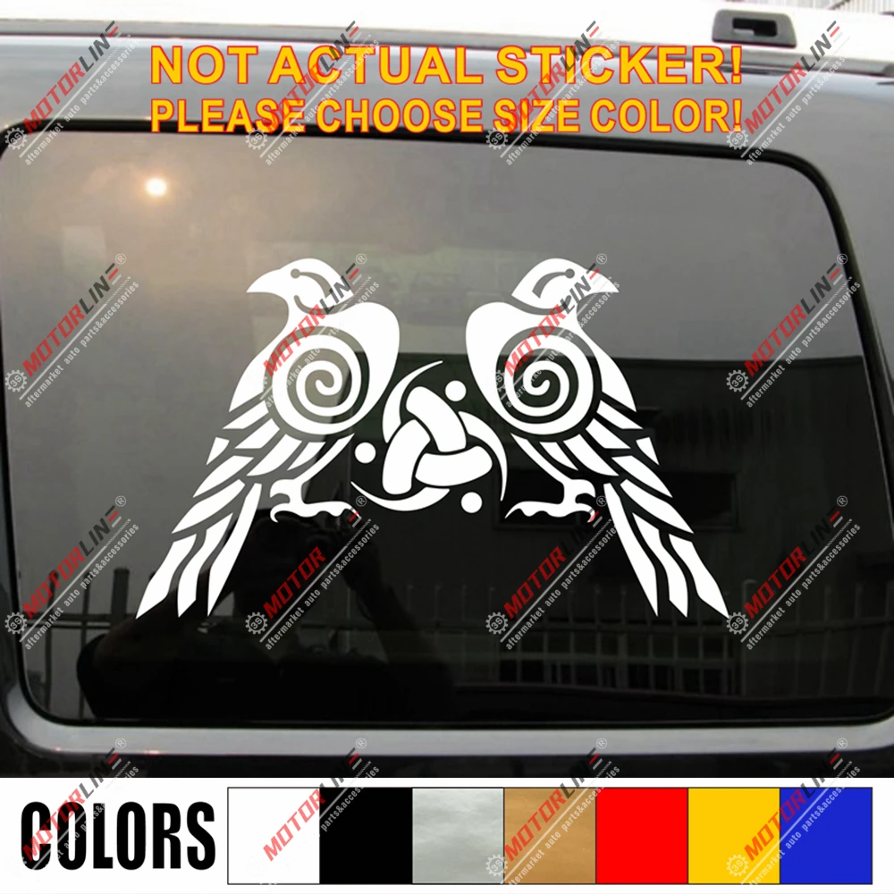 Huginn And Muninn Twin Ravens Knot Decal Sticker Car Vinyl Norse Odin a