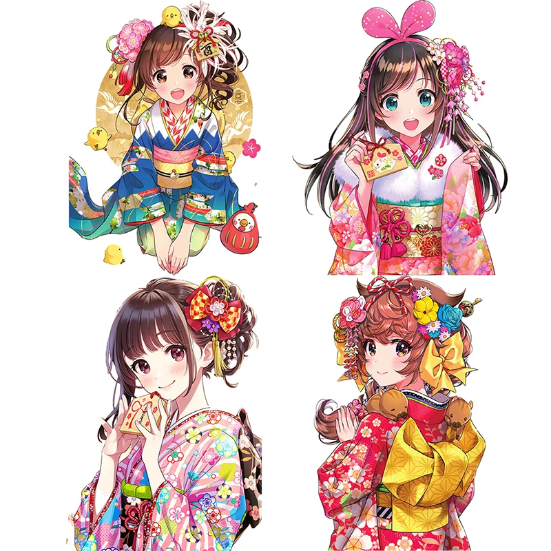 Three Ratels CA21 kizuna AI  kimono girl Car decoration sticker laptop skateboard  wall sticker