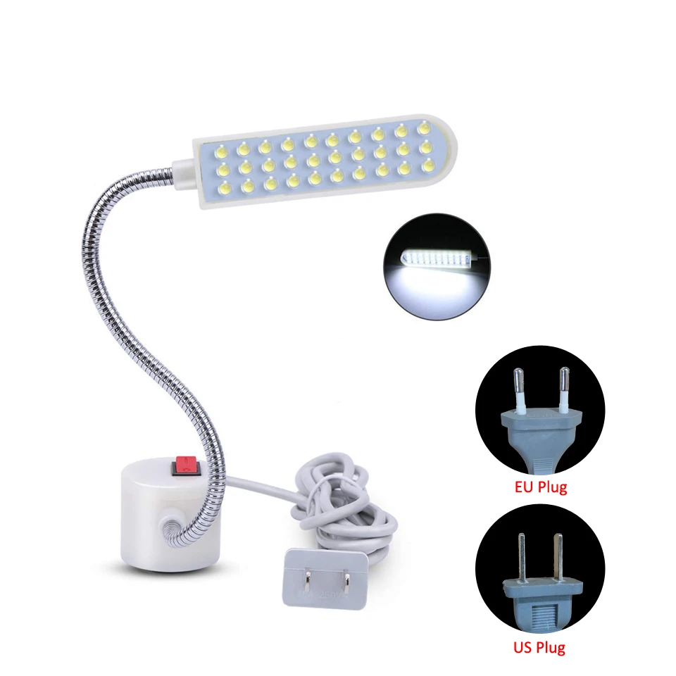 Dimmable Sewing Machine LED Lights Flexible Work Lamp Industrial Lighting Magnetic Sewing Light 20/30LEDs for Drill Press Lathe