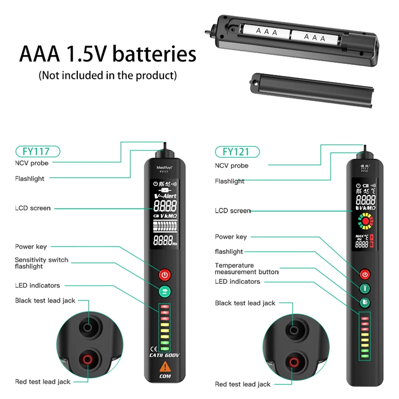 Mini Digital Multimeter Smart LCD Voltage Detector Tester Portable DC AC Voltage Ohm Continuity Hz NCV test Meter