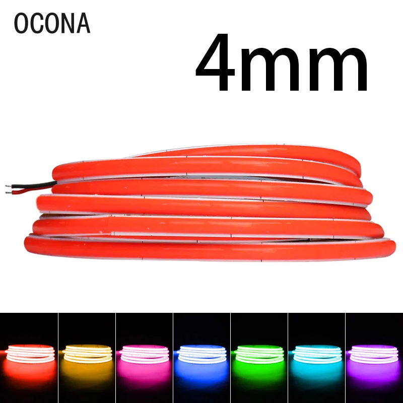 Ocona Dc 12V 24V Super Dunne 4Mm Multi-Color Cob Led Strip Lights Voor Kast Auto Diy Craft 480led Blauw/Roze/Rood Led Tape Lint