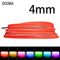 OCONA DC 12V 24V Super Thin 4mm Multi-Color COB LED Strip Lights For Cabinet Car DIY 480LED Blue/Pink/Red/Purple LED Tape Ribbon